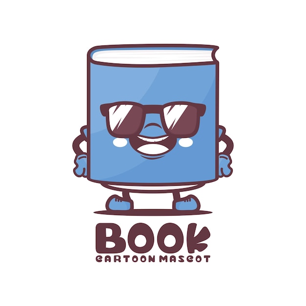 Cute book cartoon vector illustration with cool expression