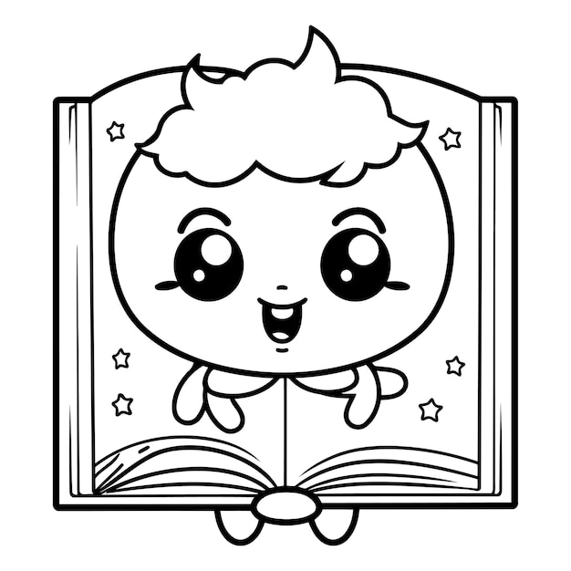 Vettore libro carino kawaii personaggio illustrazione vettoriale designicon illustrazione vettoriale design