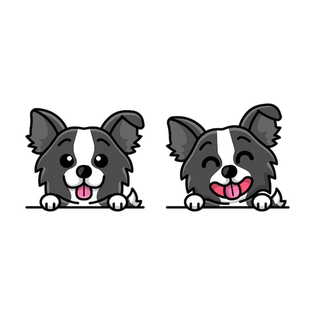 CUTE BORDER COLLIE CARTOON ILLUSTRATION SET