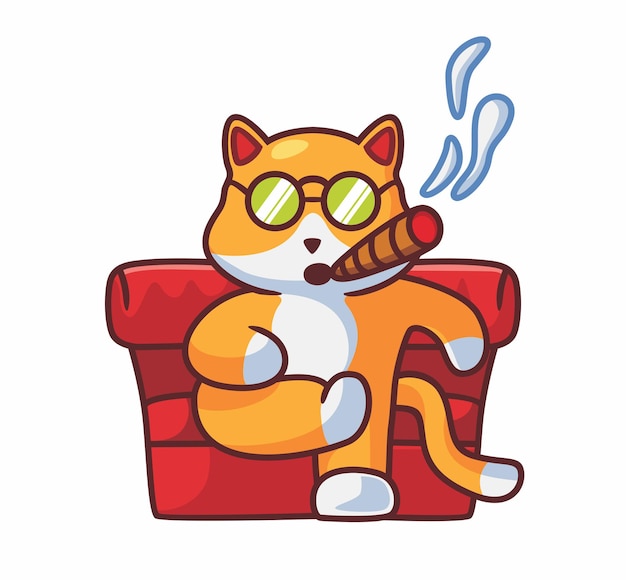 Vector cute boss cat with cigarette