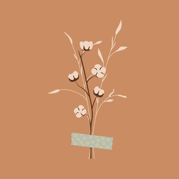 cute bouquet dry flowers duct taped boho plant element for your design