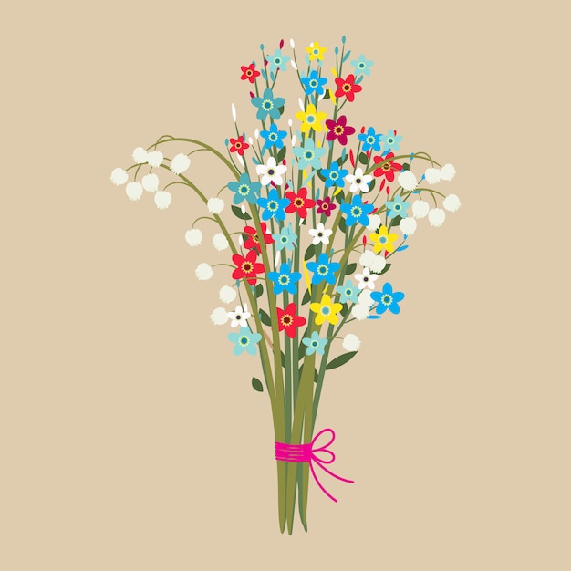 Vector cute bouquet of flowers.