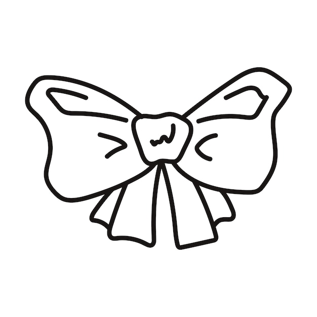 Vector cute bow cartoon style design element hand drawn line art vector illustration isolated
