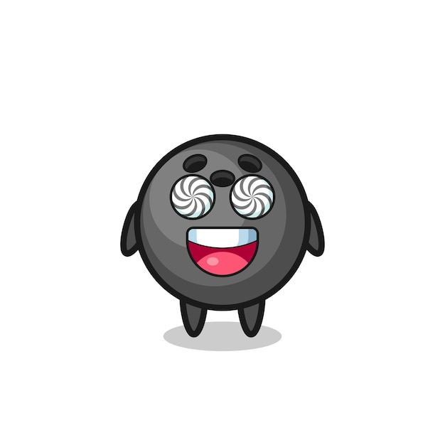 催眠術をかけた目でかわいいボウリング球のキャラクター