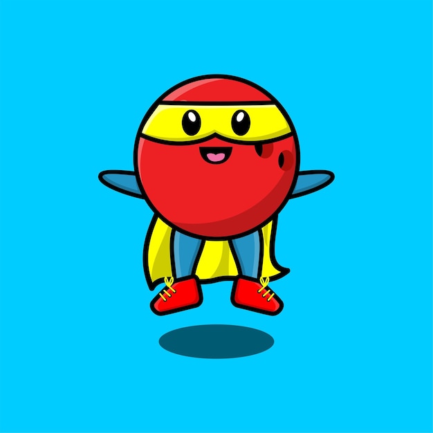 Cute bowling ball superhero character flaying illustration cartoon vector in concept 3d modern style