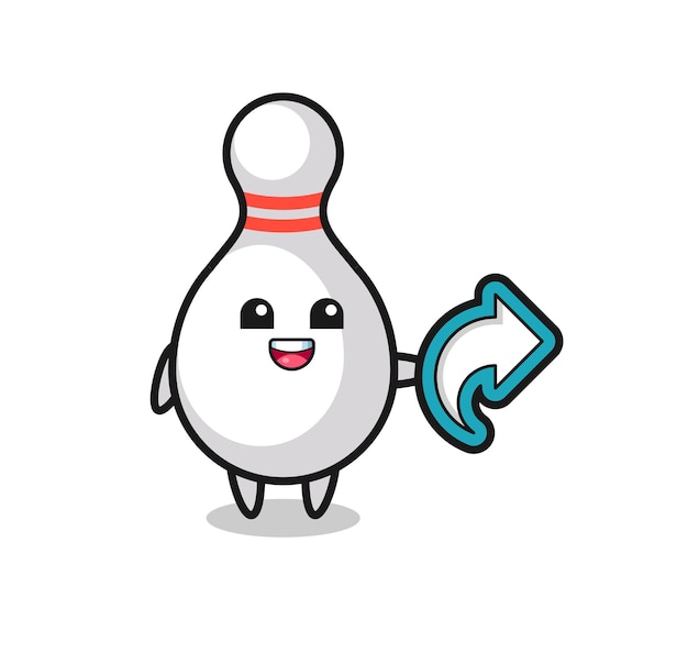 Cute bowling pin hold social media share symbol , cute style design for t shirt, sticker, logo element