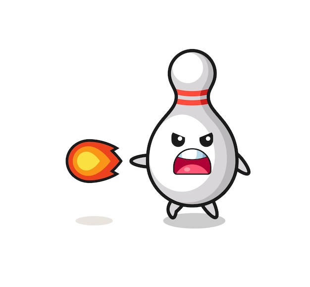 Cute bowling pin mascot is shooting fire power cute design