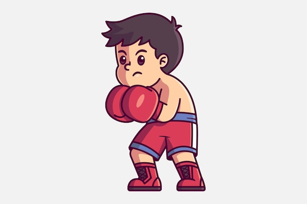 Vector cute boxer cartoon character illustration