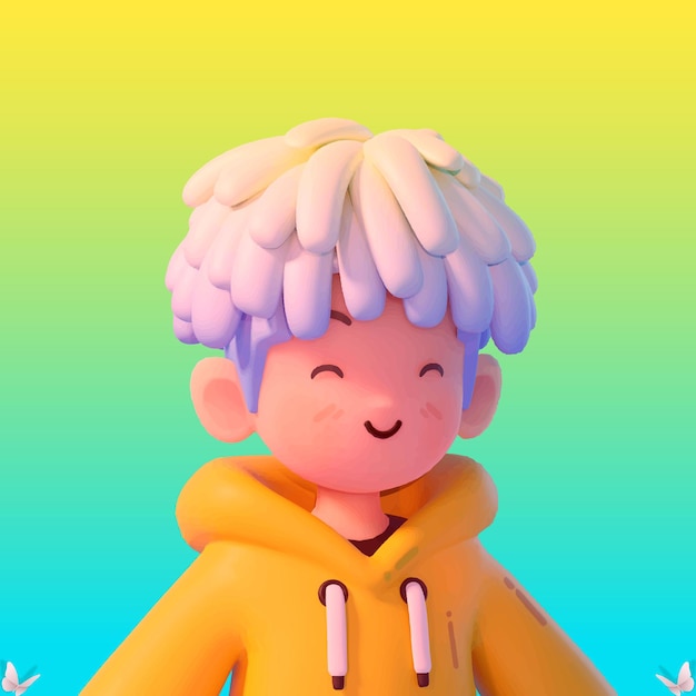 Vettore personaggio dei cartoni animati dell'illustrazione 3d del ragazzo carino