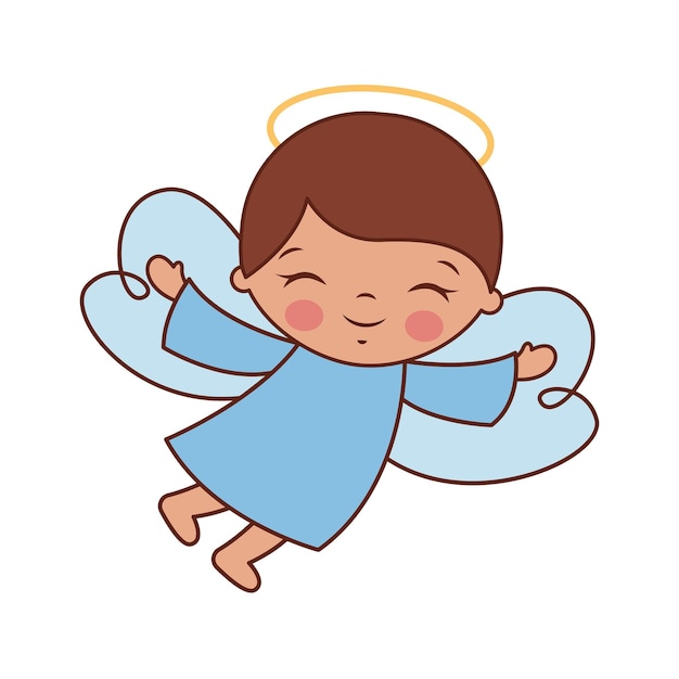 Cute boy angel in cartoon vector illustration