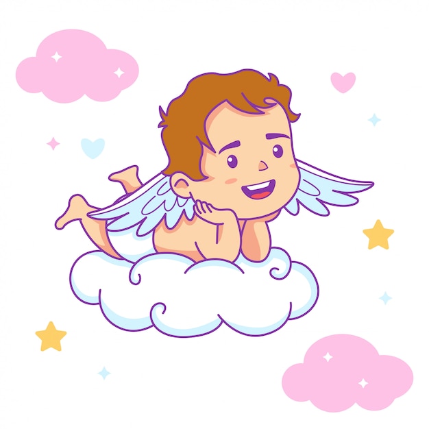 Vector cute boy baby angel