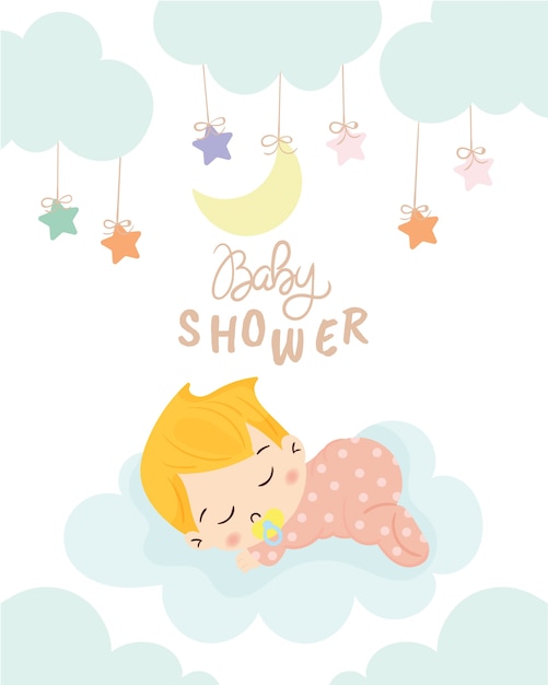 cute boy for baby shower invitation card template
