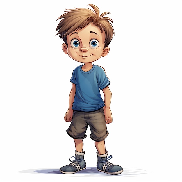 Cute boy in a blue shirt and with blue eyes cartoon character