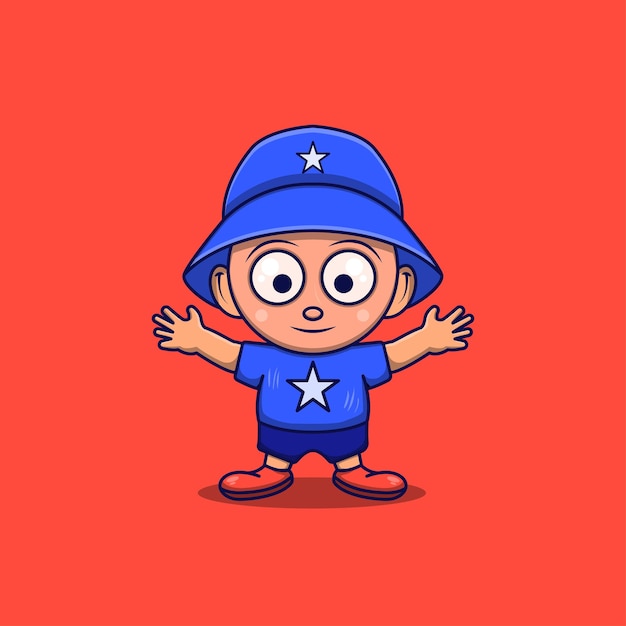 Vector cute boy cartoon character standing position