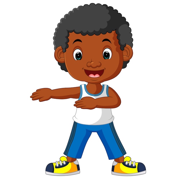 Vector cute boy cartoon posing