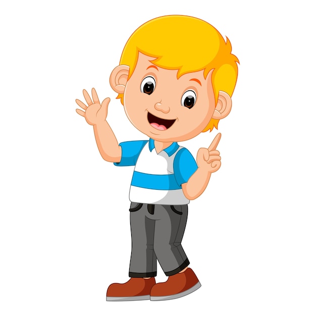 Cute boy cartoon posing