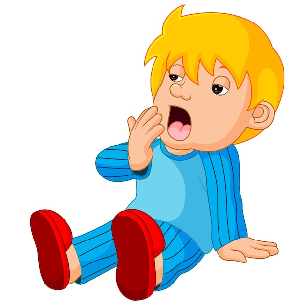 Vector cute boy cartoon sleepy