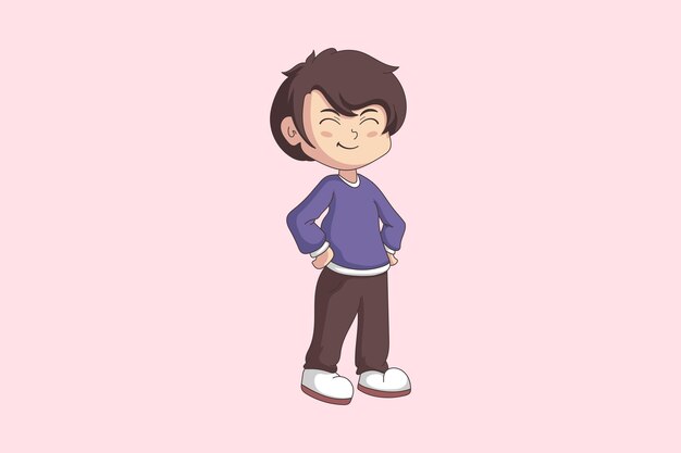 Vector cute boy character design illustration