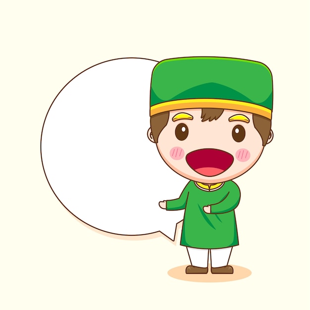 Cute boy character with bauble speech