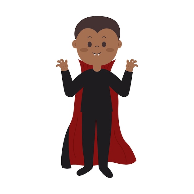 Vector cute boy in dracula costume for halloween