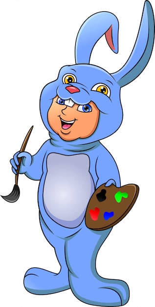 Cute boy dressed in costume rabbit