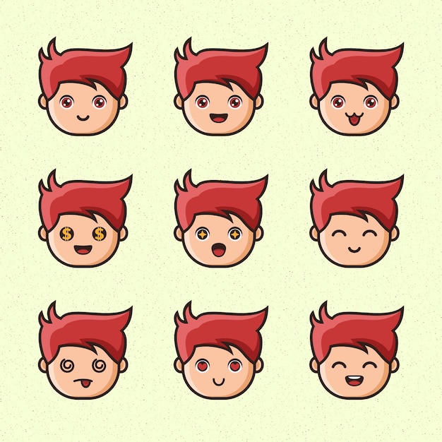 Cute boy face expression flat design