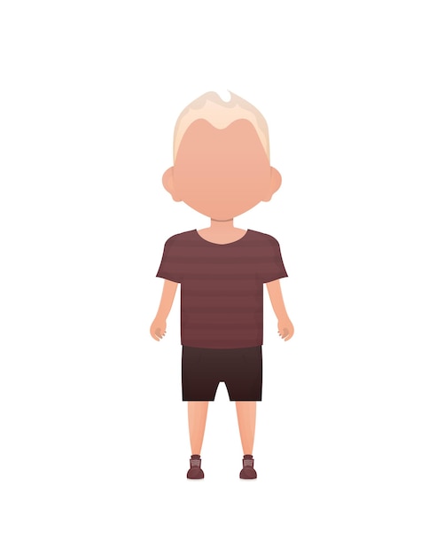 Cute boy in full growth Isolated Cartoon style