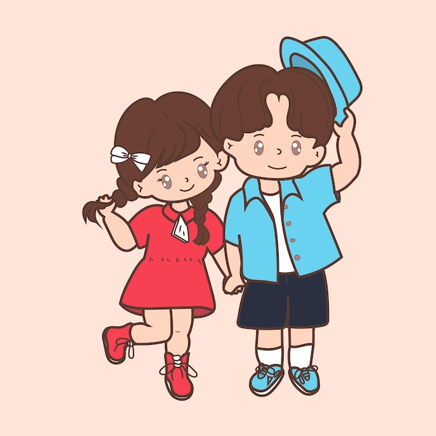 Cute boy and girl illustration