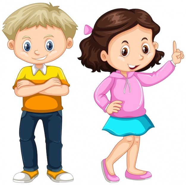 Vector cute boy and girl standing