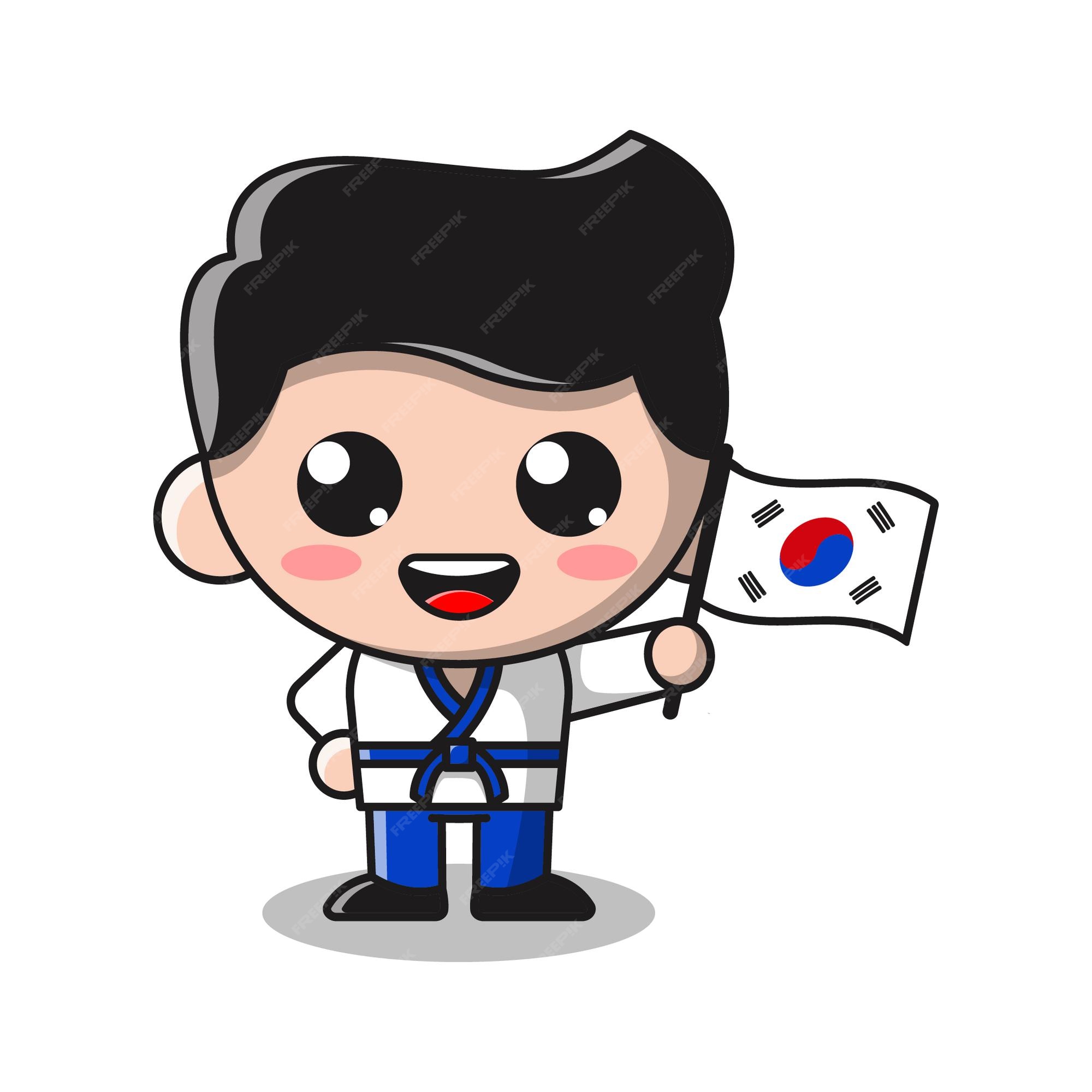 Premium Vector | Cute boy holding flag of shout korea cartoon illustration Premium Vector | Cute boy holding flag of shout korea cartoon illustration