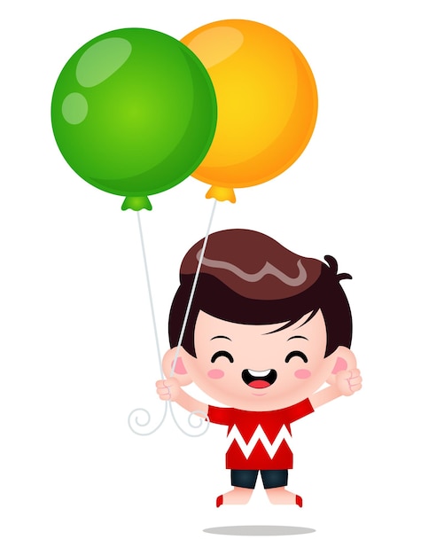 Cute Boy Jump With Balloon