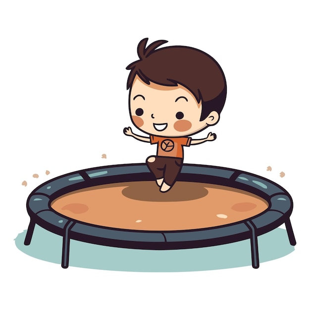 Cute boy jumping on a trampoline