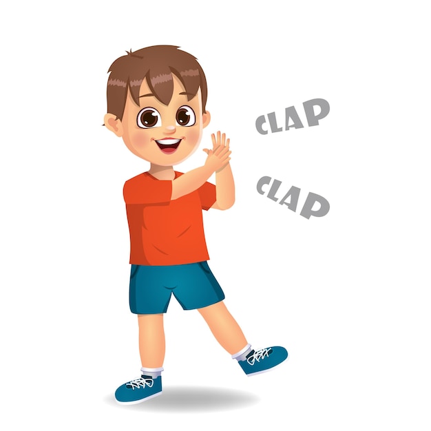 Vector cute boy kid clapping