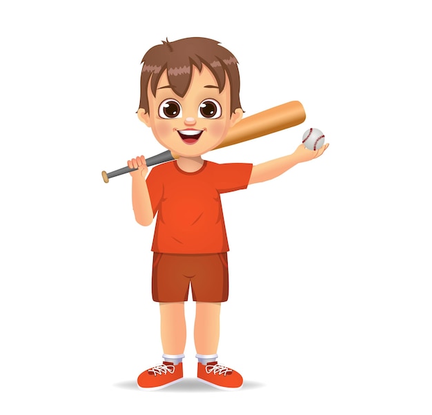 Cute boy kid playing baseball