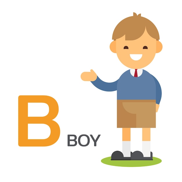 Cute Boy Learning Alphabet at School