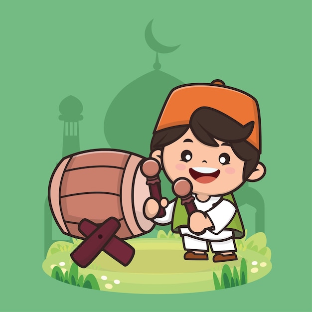 Cute Boy Moslem Ramadan Cartoon character illustration