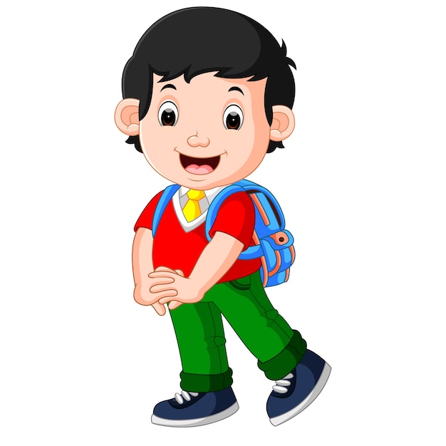 学校へ行く途中のかわいい男の子