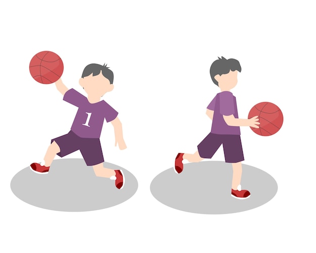 Vector cute boy playing basketball illustration