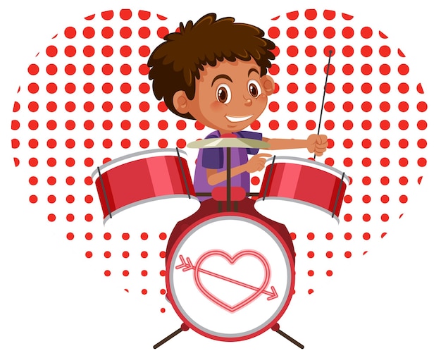 Vector cute boy playing drum on white background