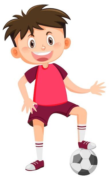 Cute boy playing football cartoon