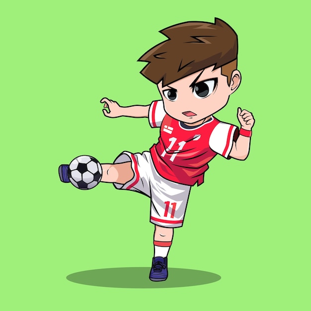 ベクトル かわいい男の子サッカー漫画ベクトル アイコン イラスト