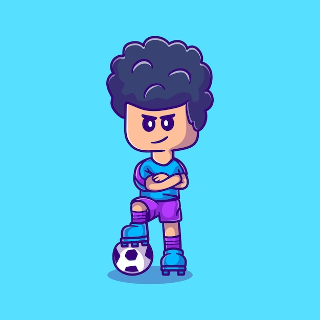 Cute boy playing soccer