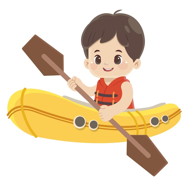 Cute boy riding on a boat