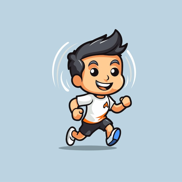 Vector cute boy running cartoon character vector illustration design healthy lifestyle concept