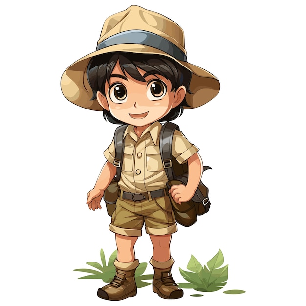 Cute boy in safari outfit vector illustration