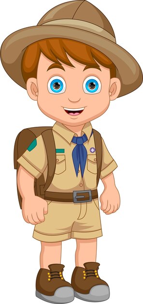 Vector cute boy scout cartoon