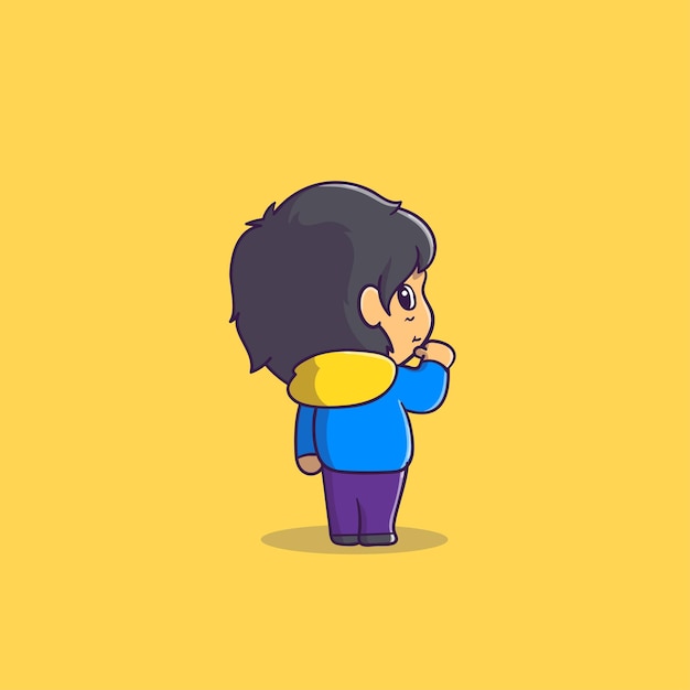 cute boy seen from behind vector icon illustration