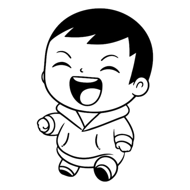 Vector cute boy smiling face cartoon mascot character vector illustration