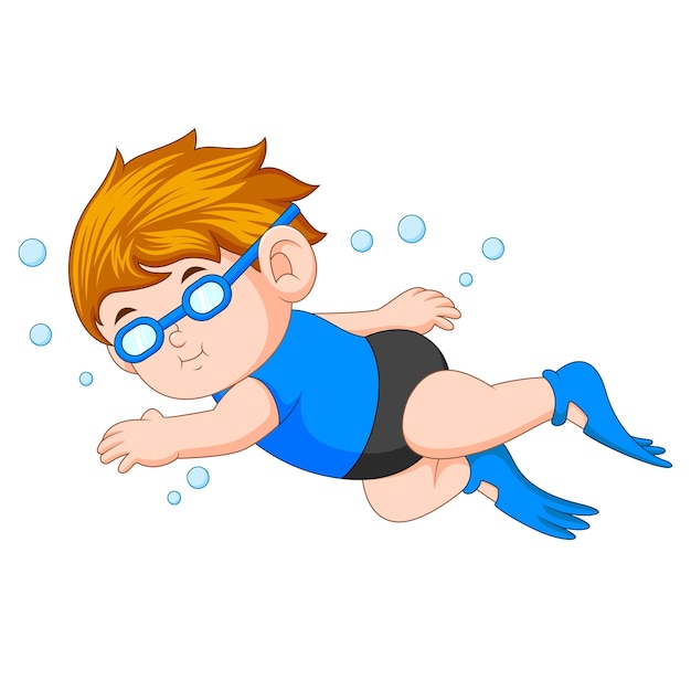 Vector cute boy snorkeling