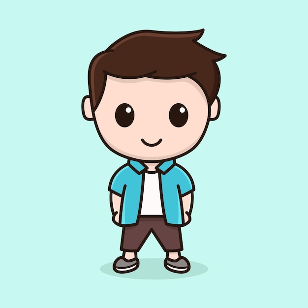 Vector cute boy stand cartoon